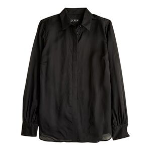 NWT J. Crew Black Sheer Organza Button Up Blouse - 10